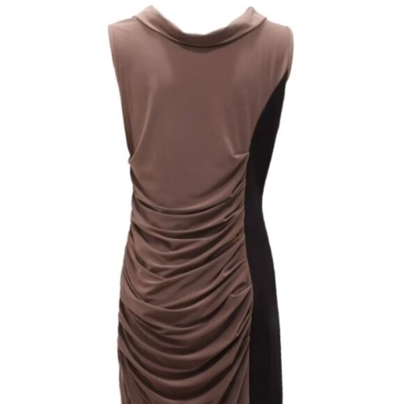 Maggie London Black Gray cowl neck bodycon midi dress size 14  Hardly Worn - Picture 4 of 8